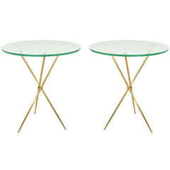 Pair of French Brass Tripod Gueridon
