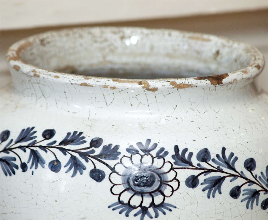 Pottery Large Blue and White Apothecary jar