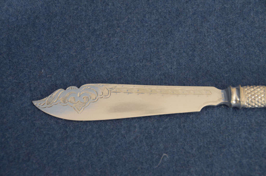 12 Faux Bois Carved  Ivory Handle Fish Knifes & Forks 4