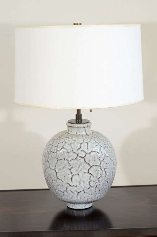 A German Otto Lindig Crackle Glazed Ceramic Table Lamp.