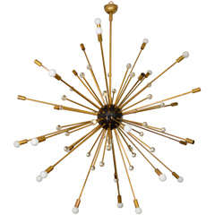 A Large Brass and Glass Sputnik Ceiling FIxture.