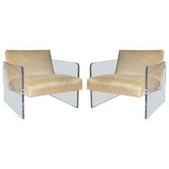 Pair of Lucite Armchairs Attributed to Milo Baughman