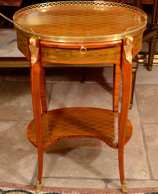 French Transitional Inlaid Side Table In Good Condition In Westwood, NJ
