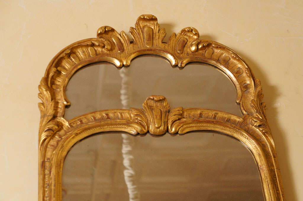 A Pair of Fine Swiss Rococo Giltwood Mirrors In Excellent Condition In Hudson, NY
