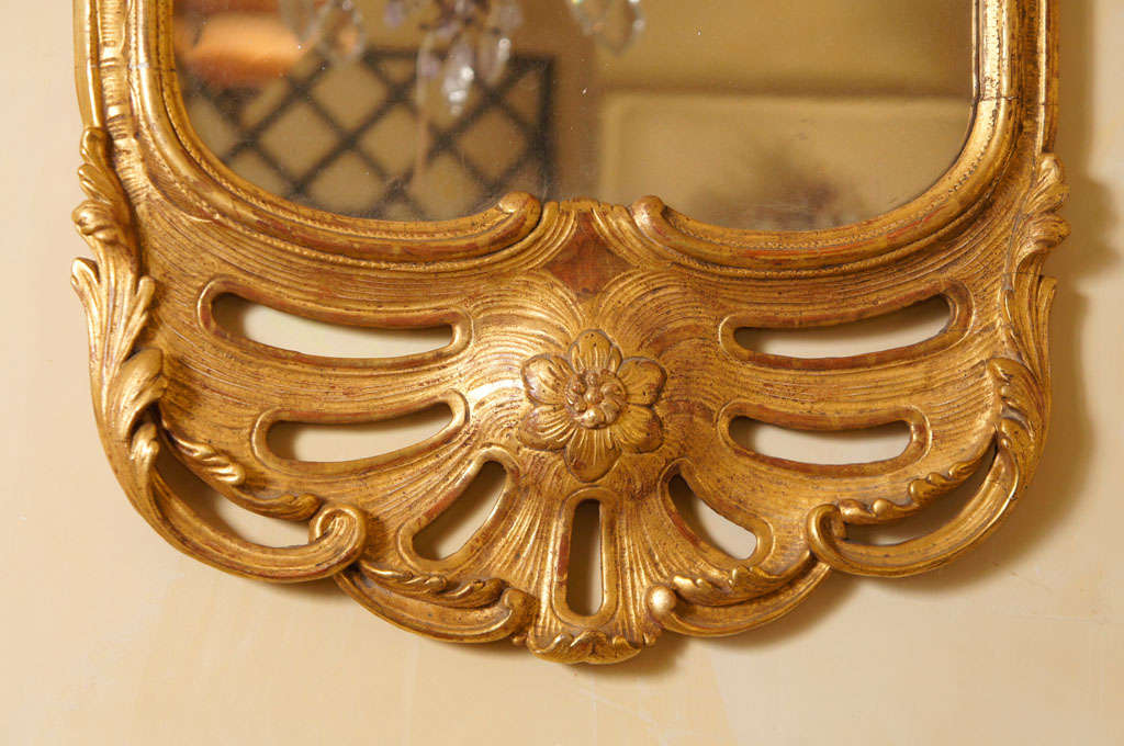 Gold Leaf A Pair of Fine Swiss Rococo Giltwood Mirrors