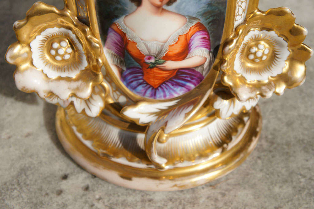 A Large Pair of Old Paris Mantle Vases For Sale at 1stDibs