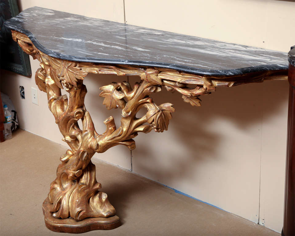 19th Century Irish, Gilded Console with Grey Marble Top