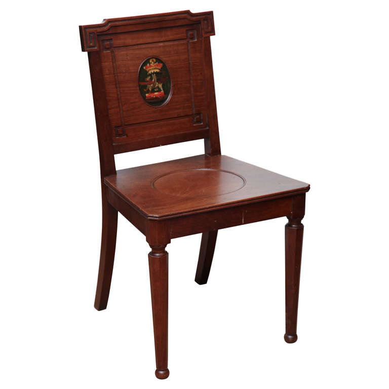 Early 19th century Armorial Hall Chair For Sale