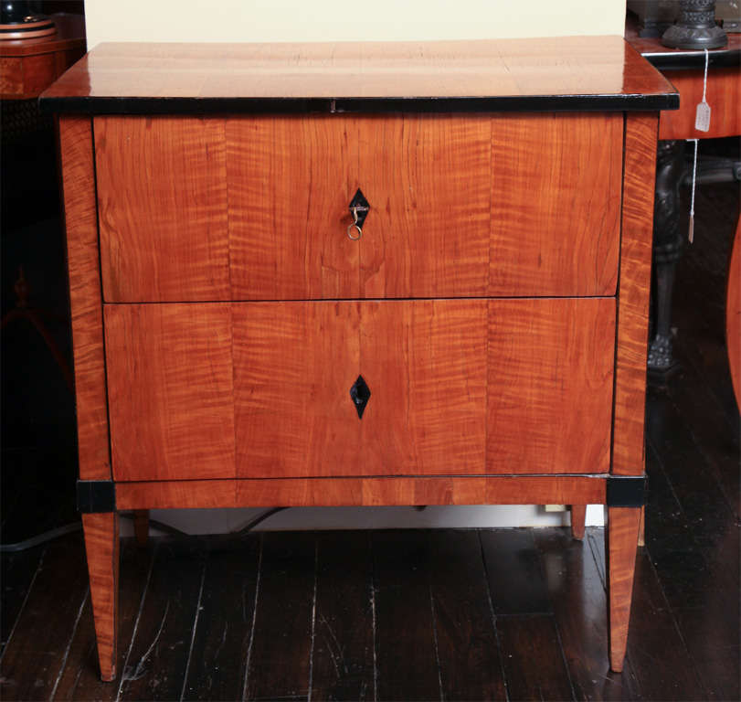 Early 19th century, Birch and ebonized two drawer chest