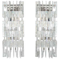 Pair of Custom Opalescent C Link Glass Sconces 3