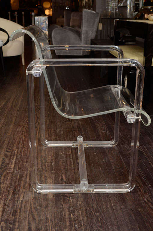 Late 20th Century 1970s Lucite Director Chair