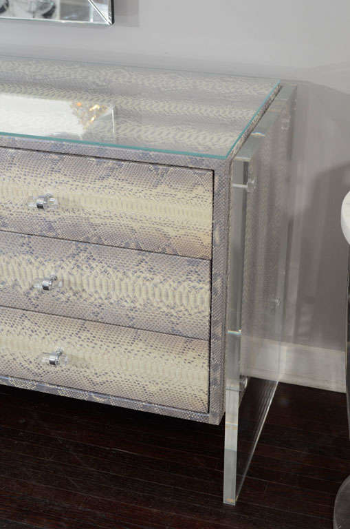 Custom 9-Drawer Python Dresser with Lucite Side Panels In New Condition For Sale In New York, NY