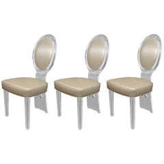 Vintage Set of 3 1970's  Balloon Back Lucite Chairs