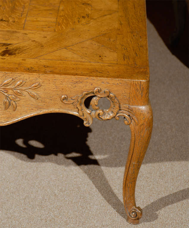 Square French Style Coffee Table with Parquetry Top & Pierced Apron 5