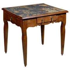 18th Century Louis XV Walnut Game Table with Tapestry Top