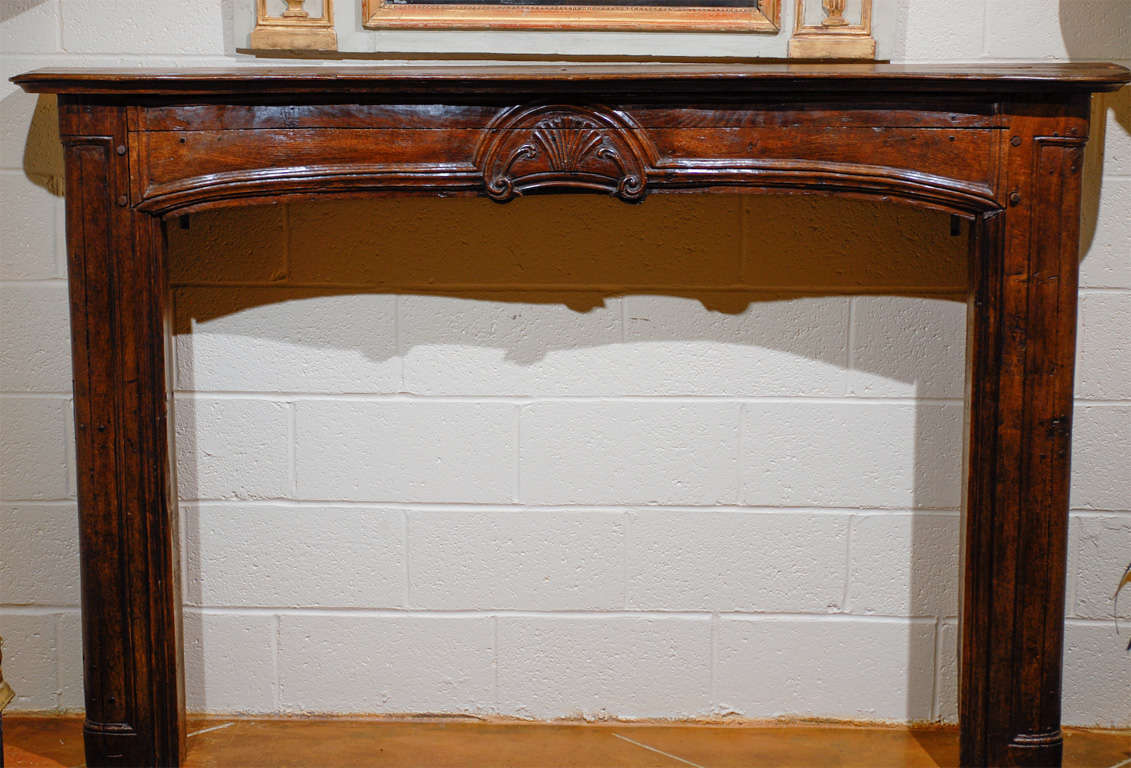 18th Century and Earlier 18th Century French Oak Mantle with Shell Carving