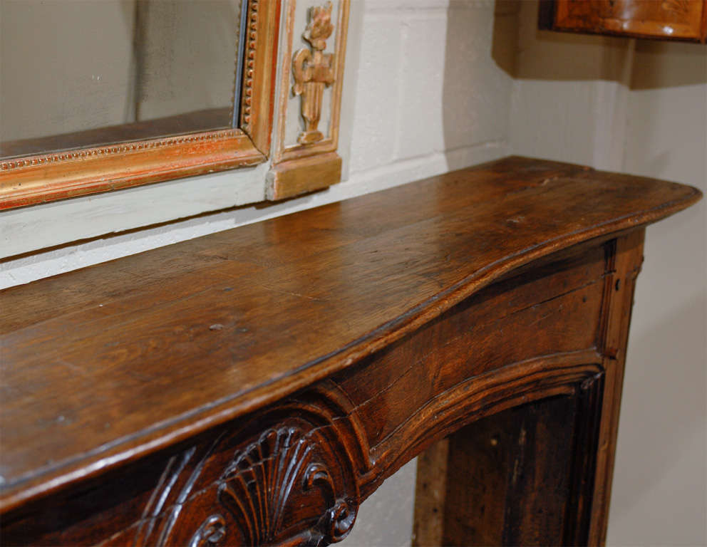18th Century French Oak Mantle with Shell Carving 3