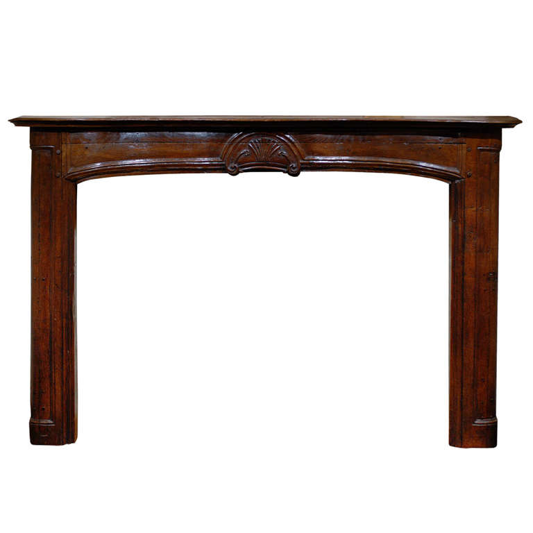 18th Century French Oak Mantle with Shell Carving