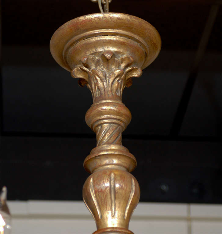 Italian Rococo Gilt-wood Chandelier with Four Lights 2