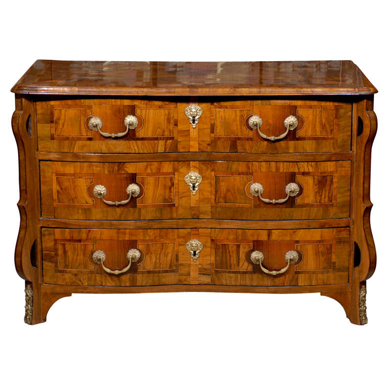 Fine 18th Century French Louis XIV Style Walnut Inlaid Commode