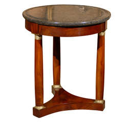 Antique Early 19th Empire Mahogany Gueridon with Grey Marble Top