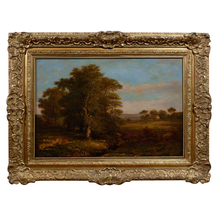 Large 19th Century Gilt Framed Oil on Canvas Landscape Painting at 1stDibs