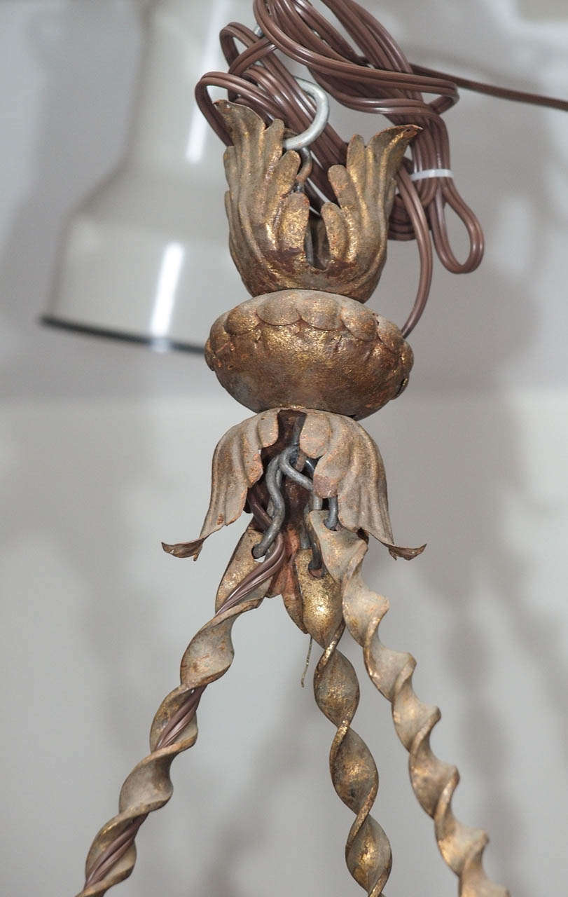 Italian Gilt Iron Light Fixture with 6 Arms In Excellent Condition In Natchez, MS