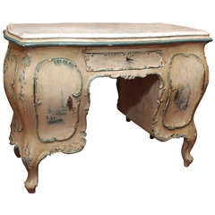 Venetian Ladies Writing Desk Bombe Form with Marble Top