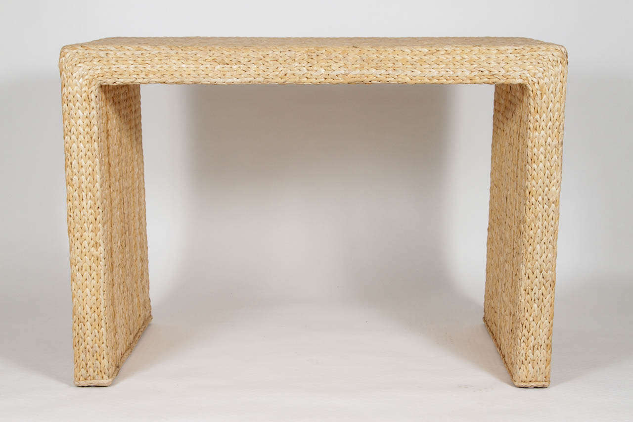 Woven Seagrass Console In Good Condition For Sale In Los Angeles, CA