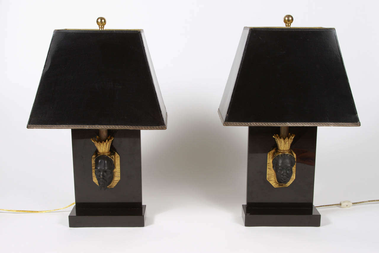 Pair of Maison Jansen Nubian Lamps