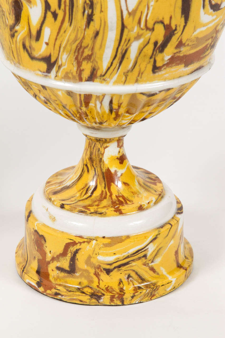 Pair of Lidded Terre Melee Urns For Sale 2