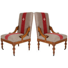 Used Pair of Chalet Chairs with Swiss Cross