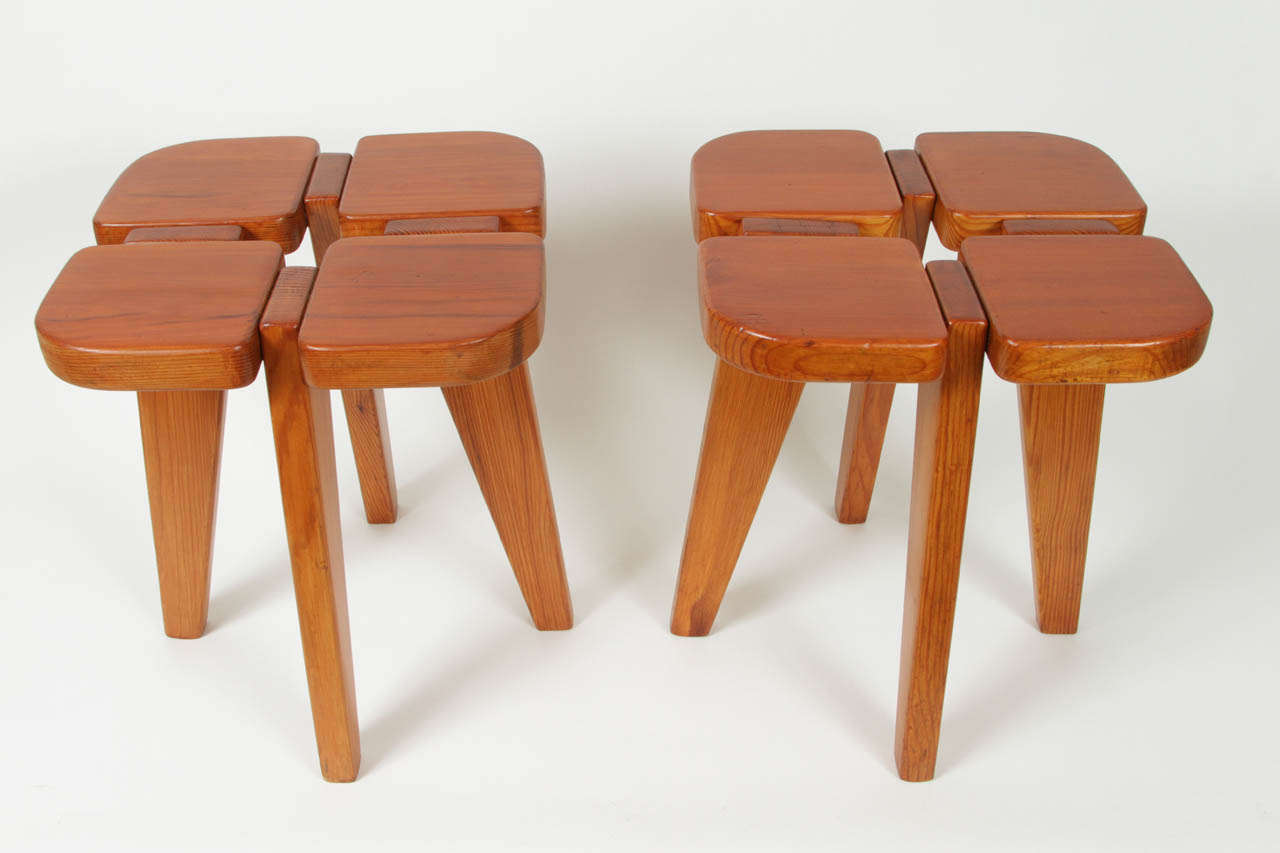 Best known for her outstanding lighting designs, Lisa Johansson-Pape (1907 - 1989) was a multi-talented designer who worked in a range of mediums, as this pair of ingeniously constructed stools readily attests.  Designed for Stockmann  in the 1950s,