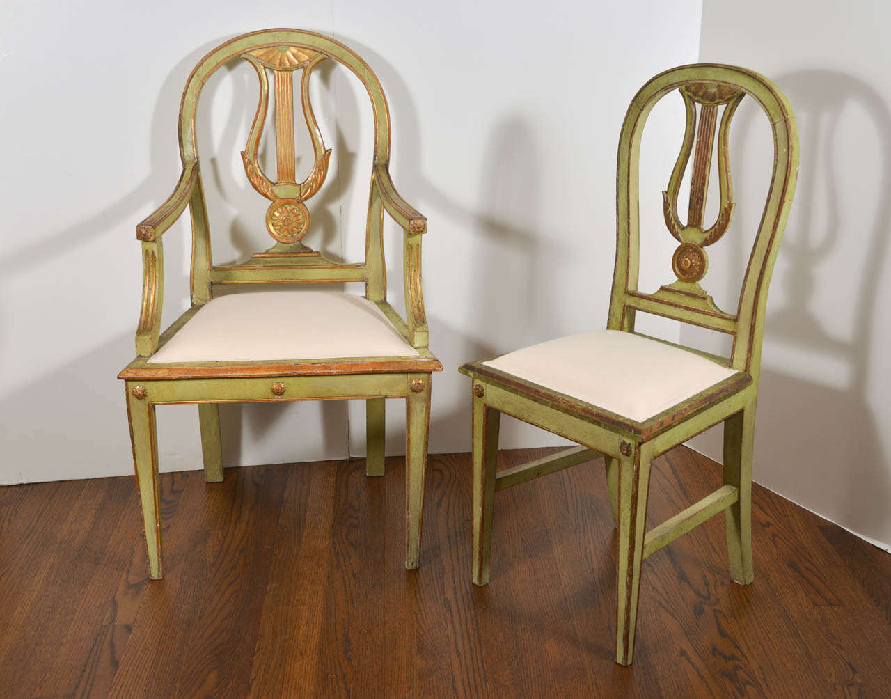 19th Century Italian Painted Chairs with Gilt