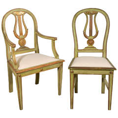 19th Century Italian Painted Chairs with Gilt