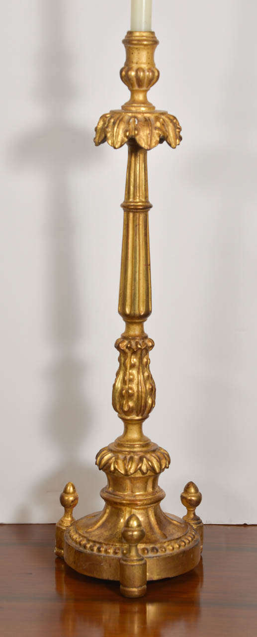 Wood 19th Century French Giltwood Candlesticks For Sale
