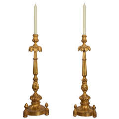 19th Century French Giltwood Candlesticks