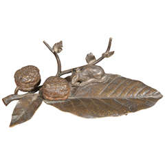 Bronze Inkwell with Mouse and Walnuts