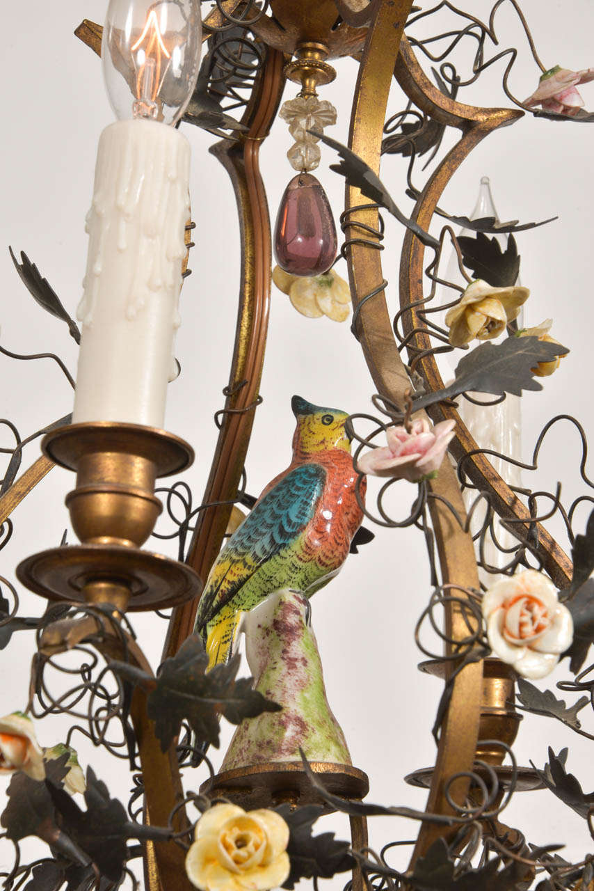 Italian Gilt Bronze Capodimonte Chandelier 2