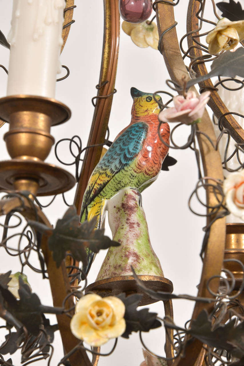 Italian Gilt Bronze Capodimonte Chandelier 3