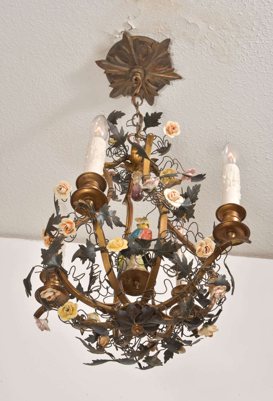 Italian Gilt Bronze Capodimonte Chandelier 4