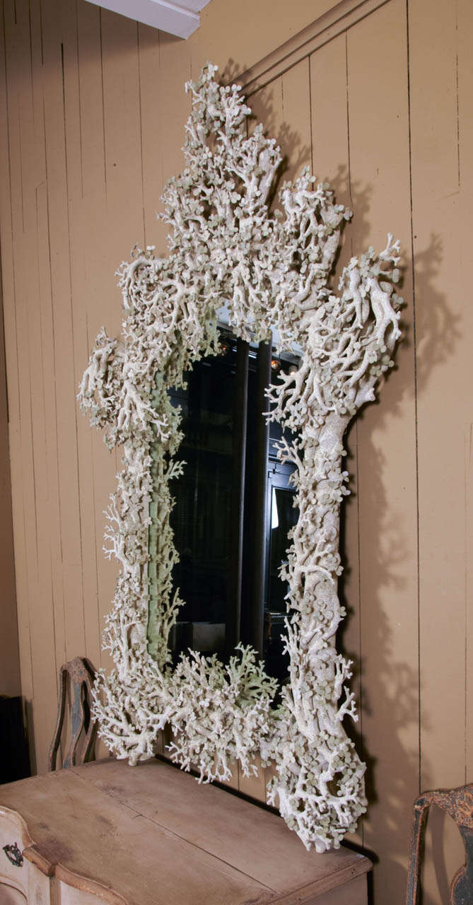 Monumental Mirror with White Leaves and Branches Frame 2