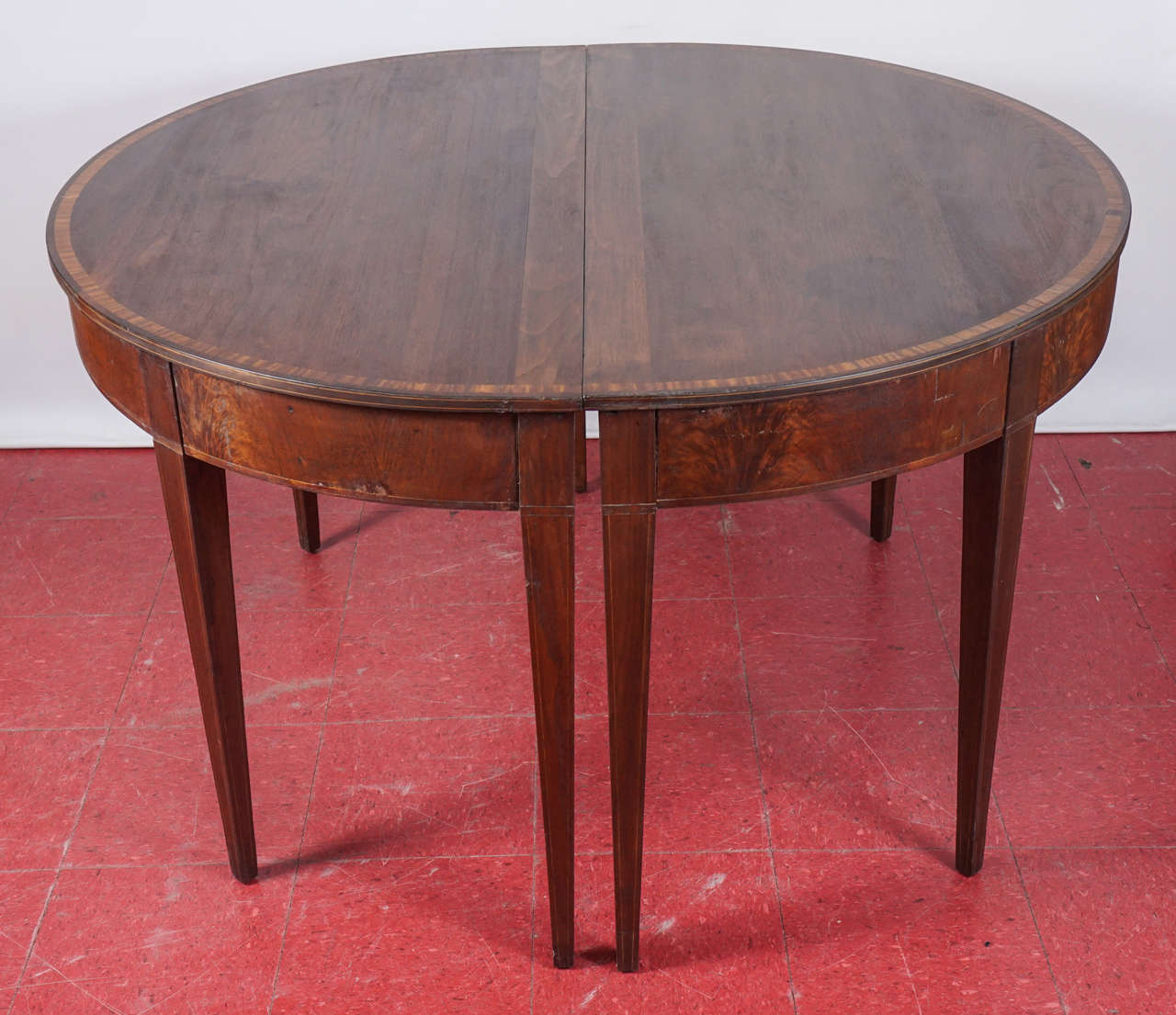 American Pair of Mahogany Demilune Tables