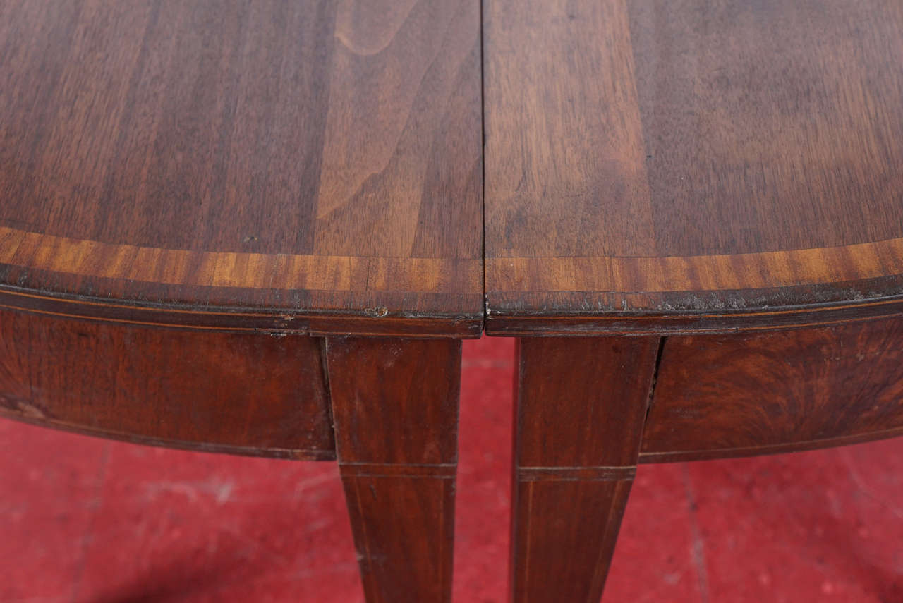Pair of Mahogany Demilune Tables In Fair Condition In Sheffield, MA