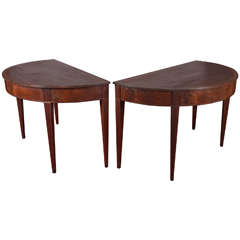 Pair of Mahogany Demilune Tables 3