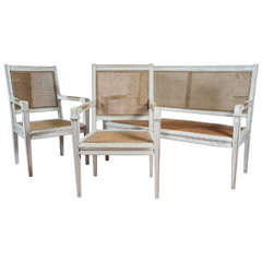 Directoire Style Bench and Two Chairs 1
