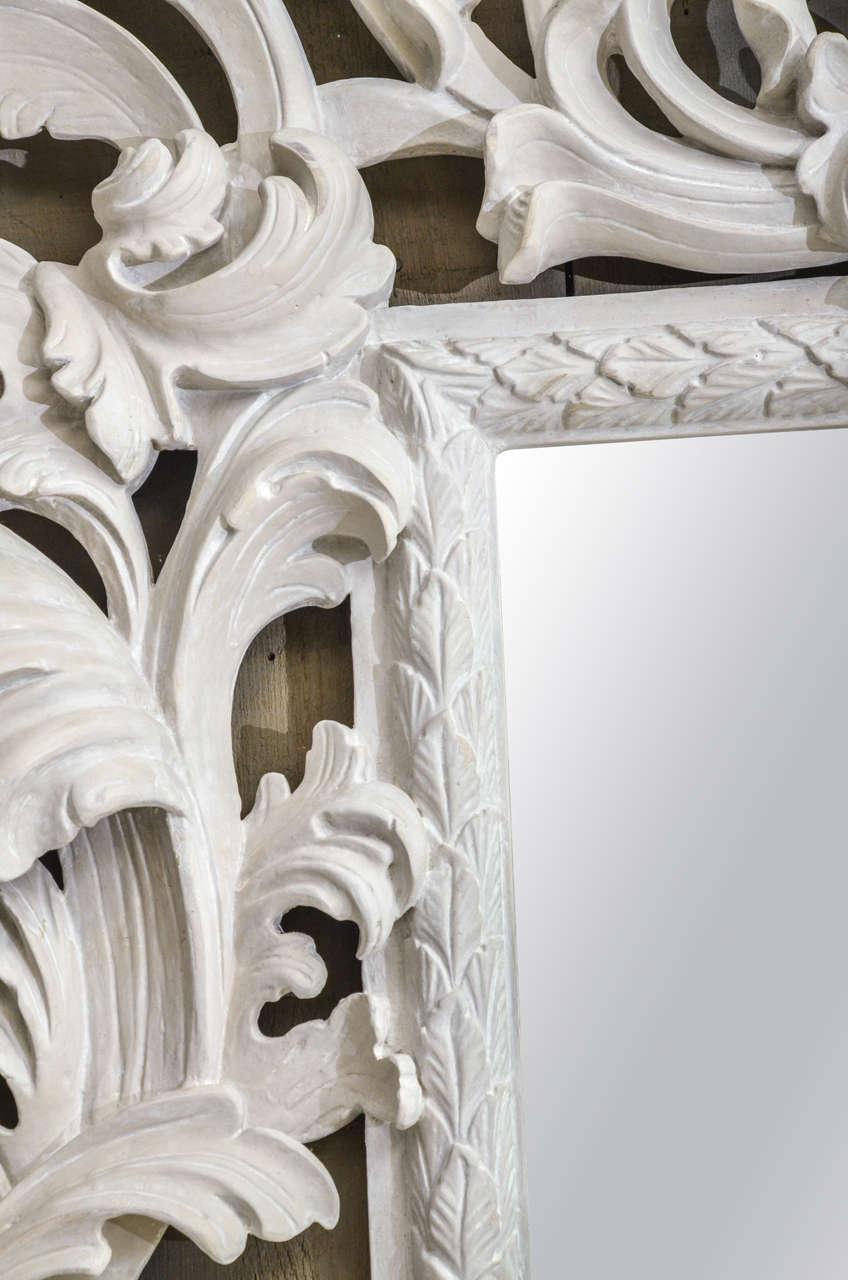 Magnificently Carved Console with White Marble Top and Matching Mirror 3