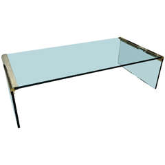 Pace Vintage Glass Coffee Table with Brass Trim