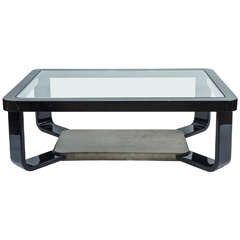 Glamorous Black Lacquered Coffee Table in the style of Karl Springer