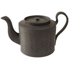 An English Basalt engine-turned Teapot, c.1810